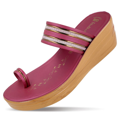 Women's Wedge Heel Sandals  - WLR74506 Maroon