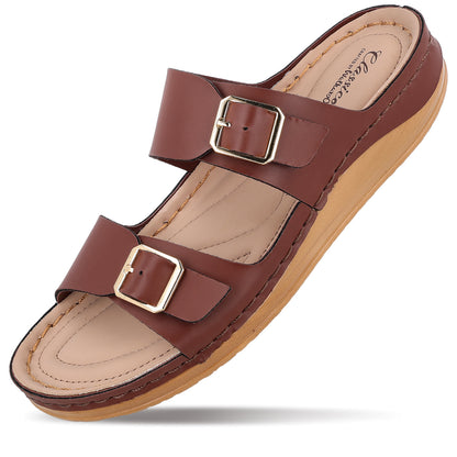 Women's Daily Wear Comfort Sandals  - WLP74021 Brown