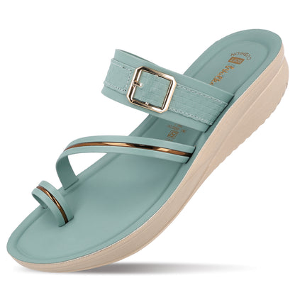 Women's Wedge Heel Sandals  - WLR72032 Teal Blue