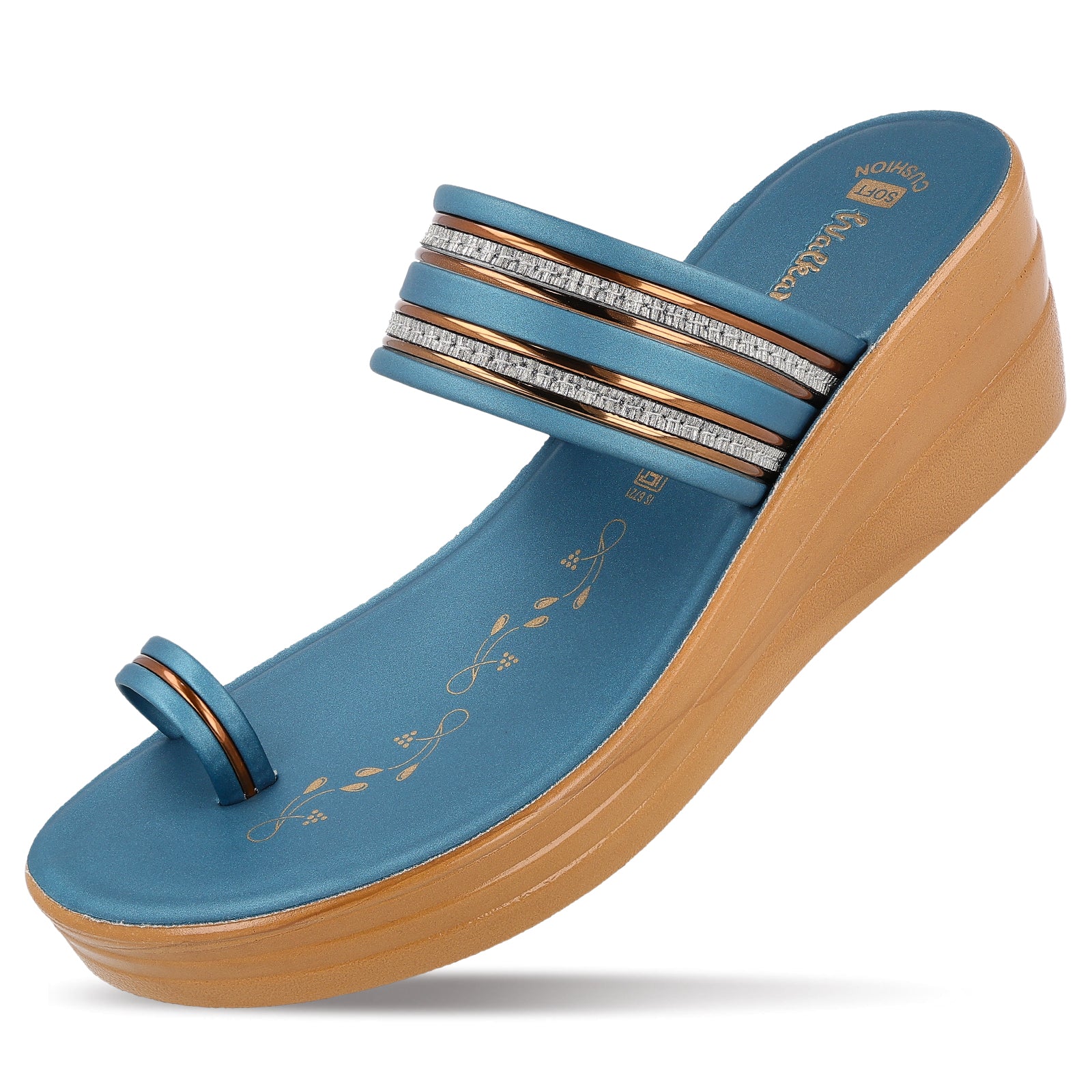 Women's Wedge Heel Sandals  - WLR74506 Peacock Blue