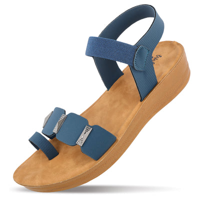 Women's Wedge Heel Sandals  - WLR77021 Peacock Blue