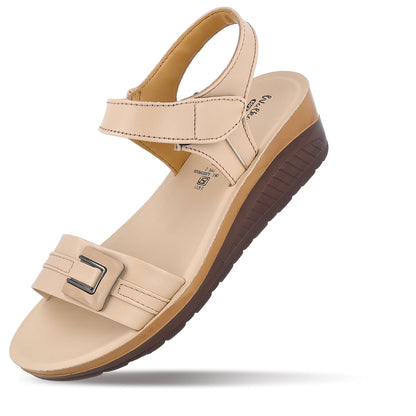 Women's Wedge Heel Sandals  - WLP77006 Cream