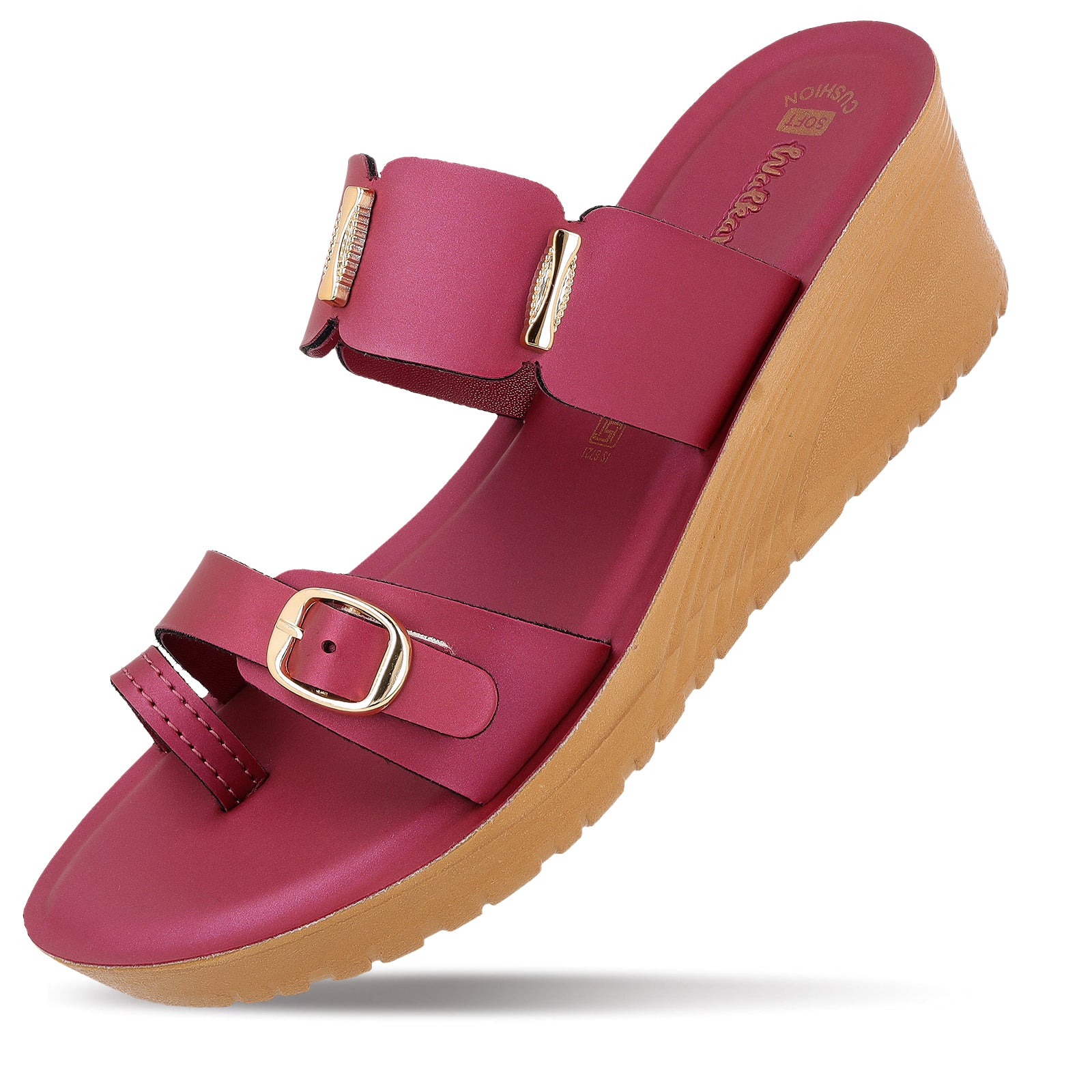 Women's Wedge Heel Sandals  - WLR74020 Maroon