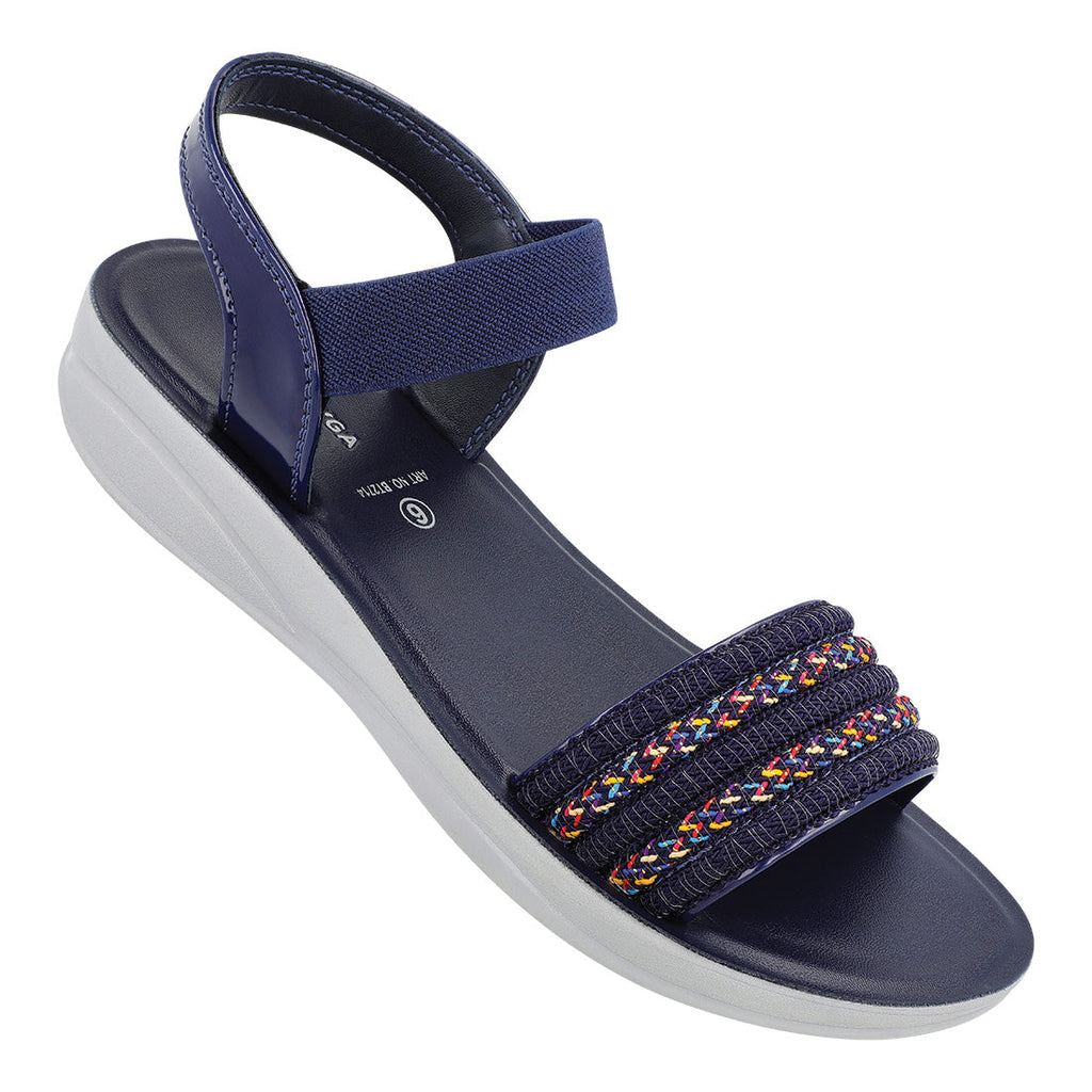 Walkaroo Kids Ankle Strap Heel Sandal - BT2714 Navy Blue - Walkaroo Footwear