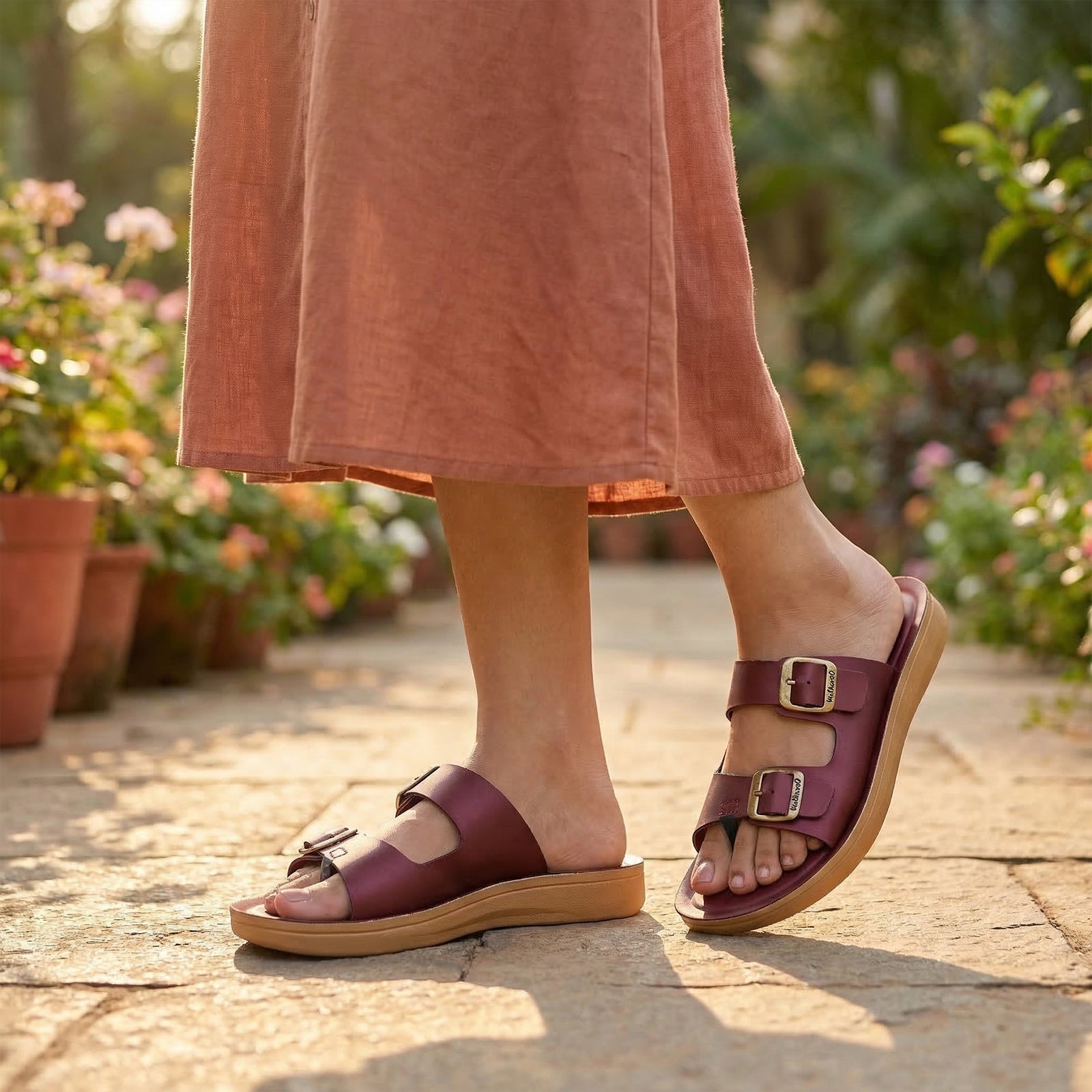 Women's Daily Wear Sandals - BX2554 Burgandy