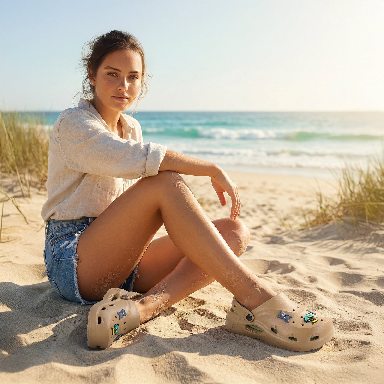 Women's Clogs - MI604 Beige Pista