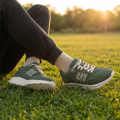 Men's Suede Sports Sneakers - SGE24009 Dark Green