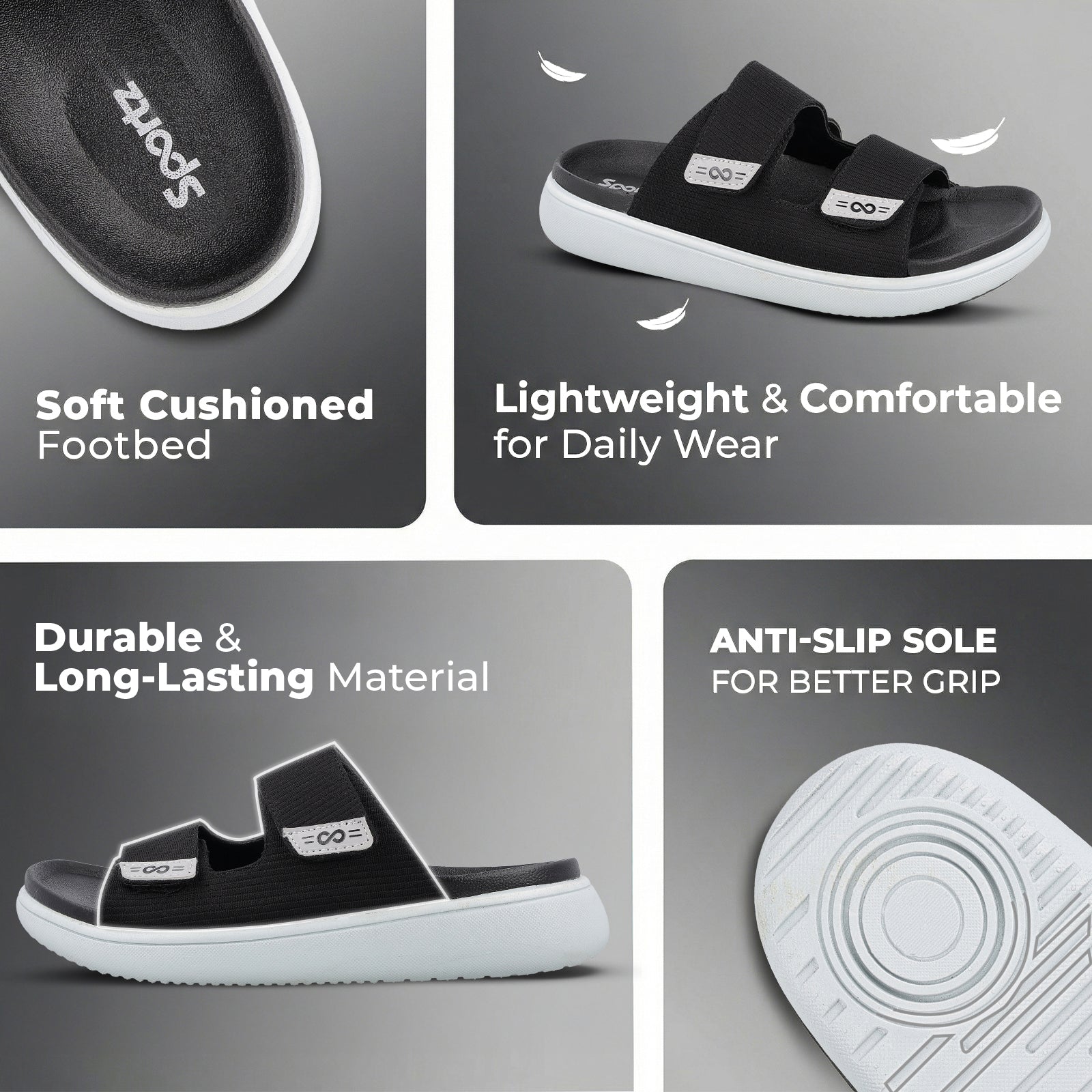 Men's Daily Wear Comfort Sandals - SGE28006 Black