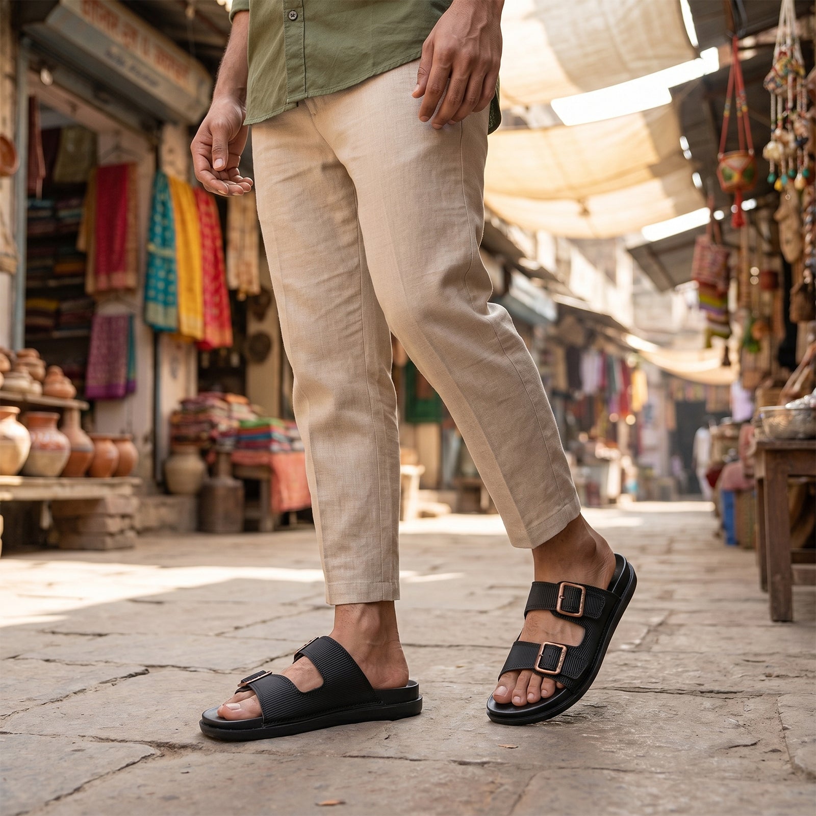 Men's Daily Wear Comfort Sandals - WE1337 Full Black