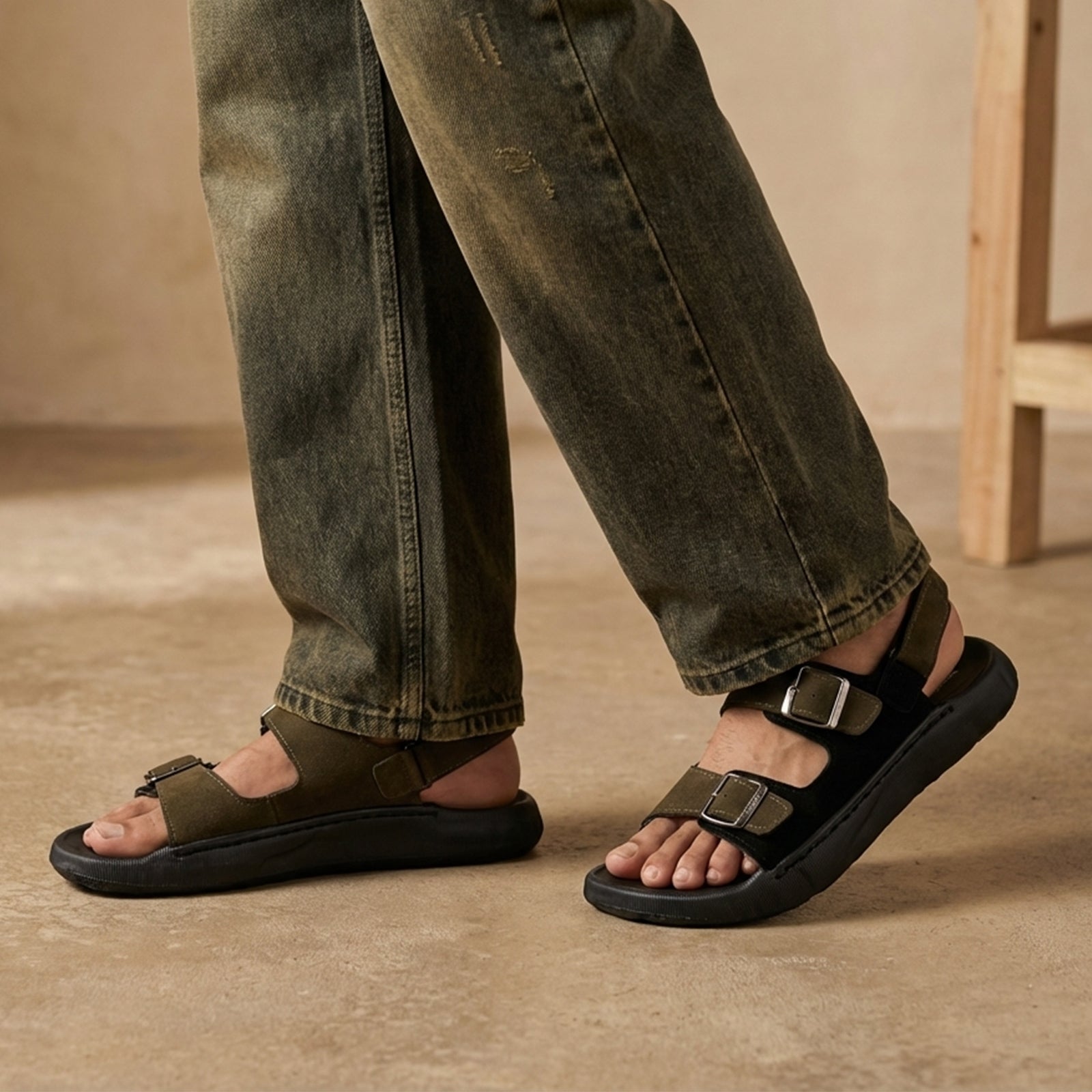 Men's Daily Wear Sandals - WE8822 Black Olive