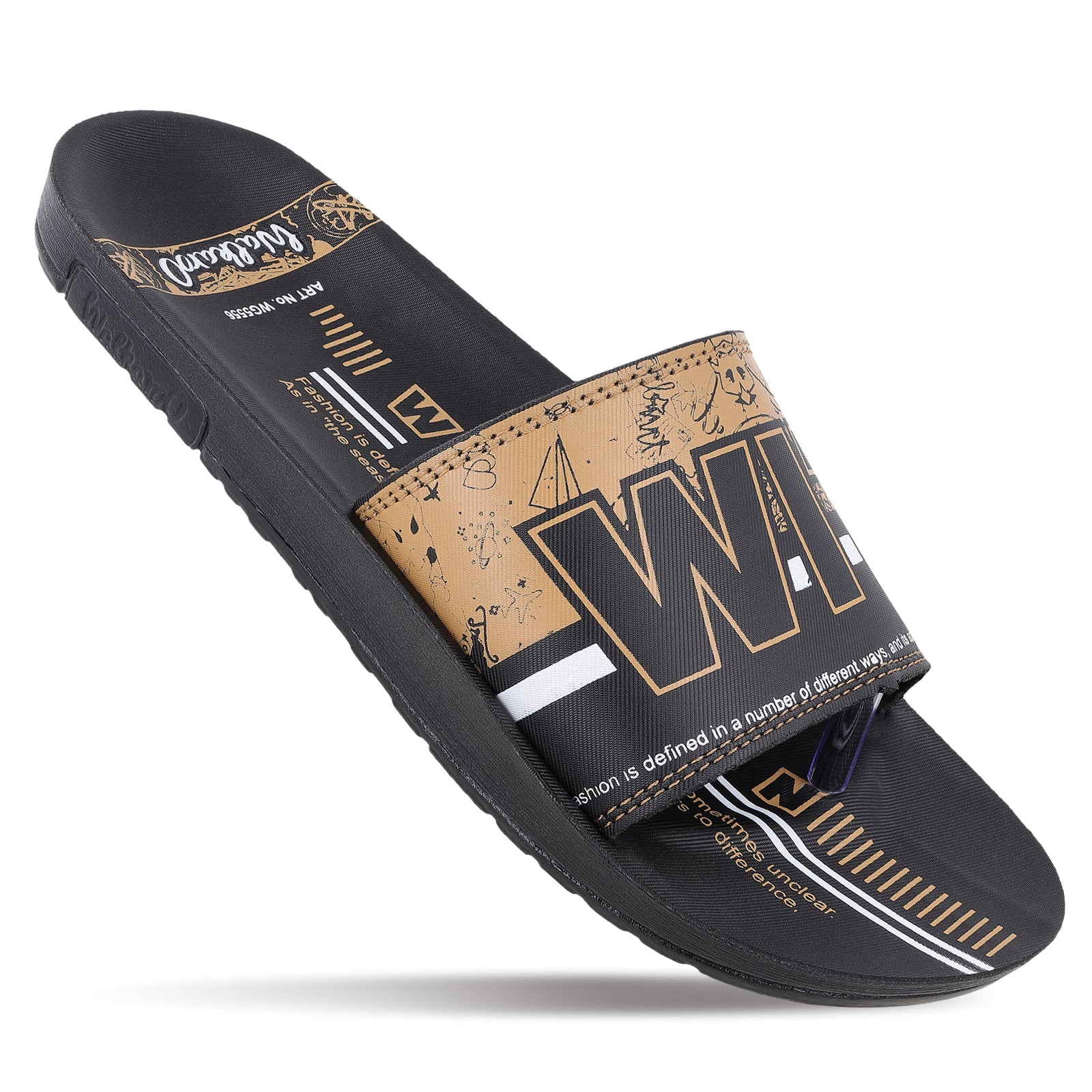 Printed Men's Slider - WG5556 Black