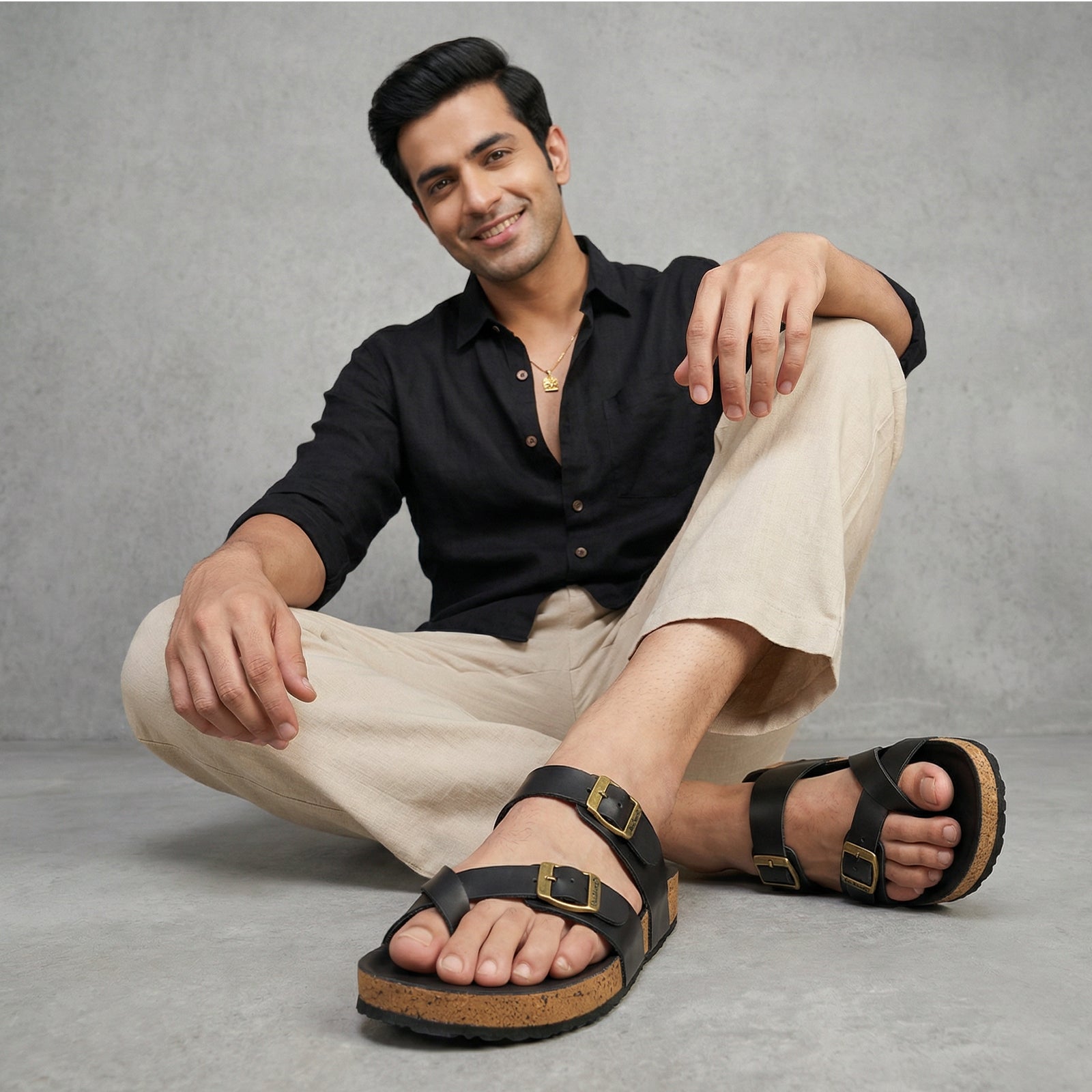 Men's Comfort Sandals - WGE53241 Full Black