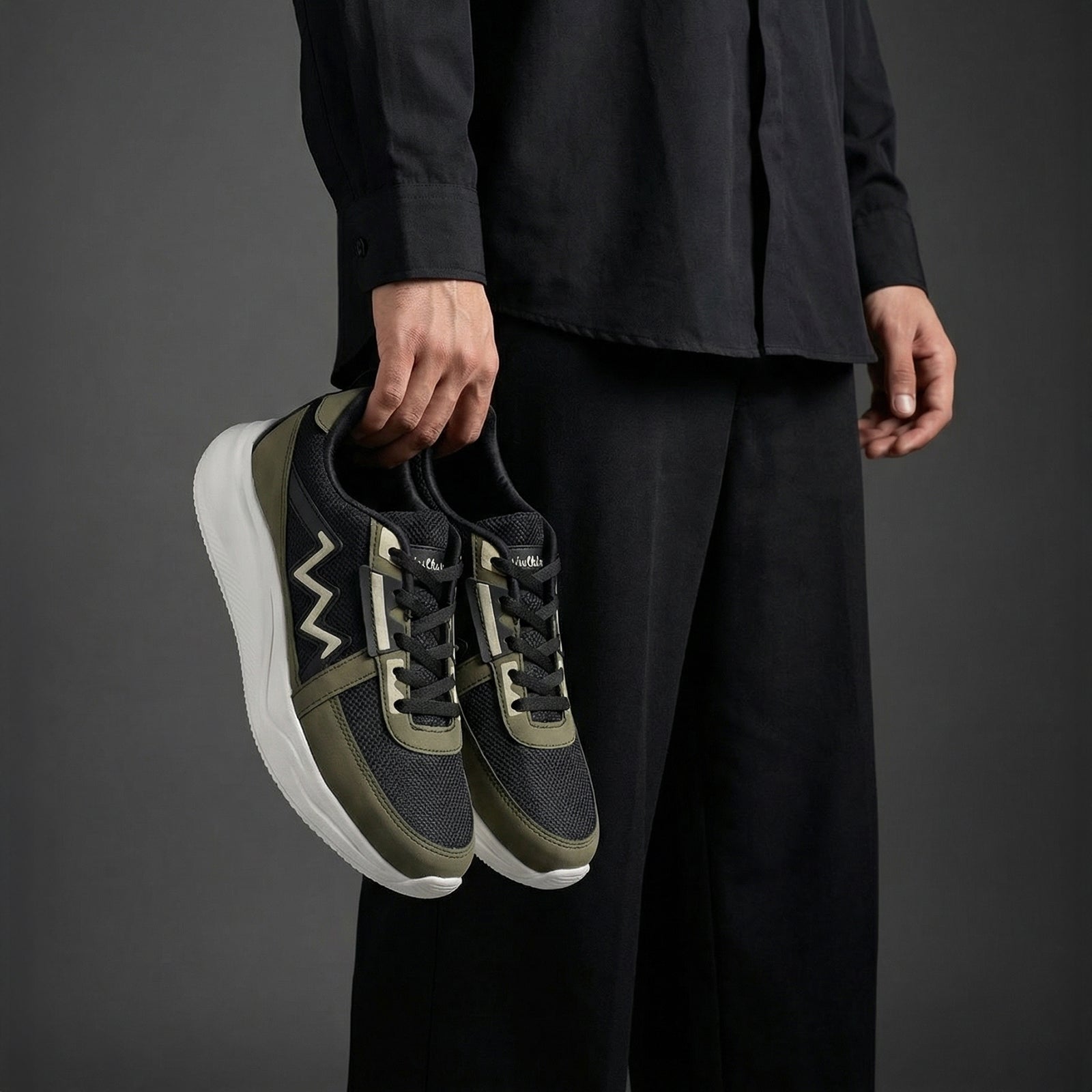 Men's Lace-up Sports Shoe -ONG97006 Black Olive