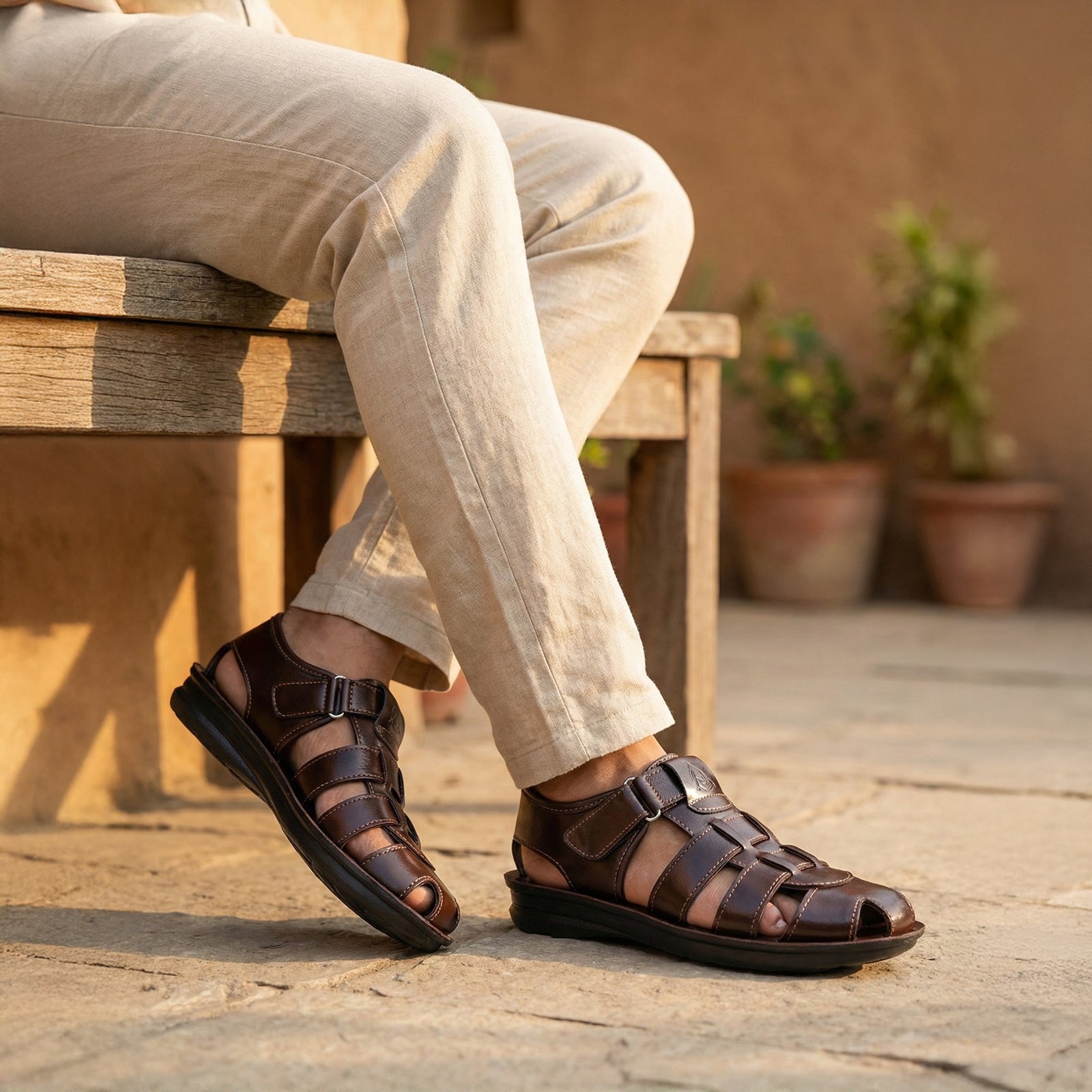 Men's Fisherman Sandals - WGR58052 Brown