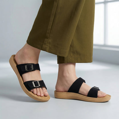 Women's Daily Wear Sandals  - WL7581 Black Beige