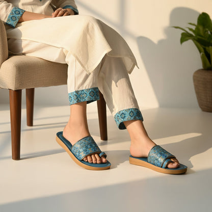 Women's Slide Sandals - WL7684 Peacock Blue