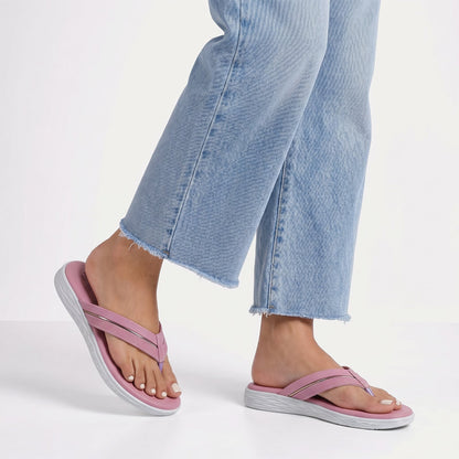 Women's Daily Wear V-Strap Sandals - WLP70414 Mauve