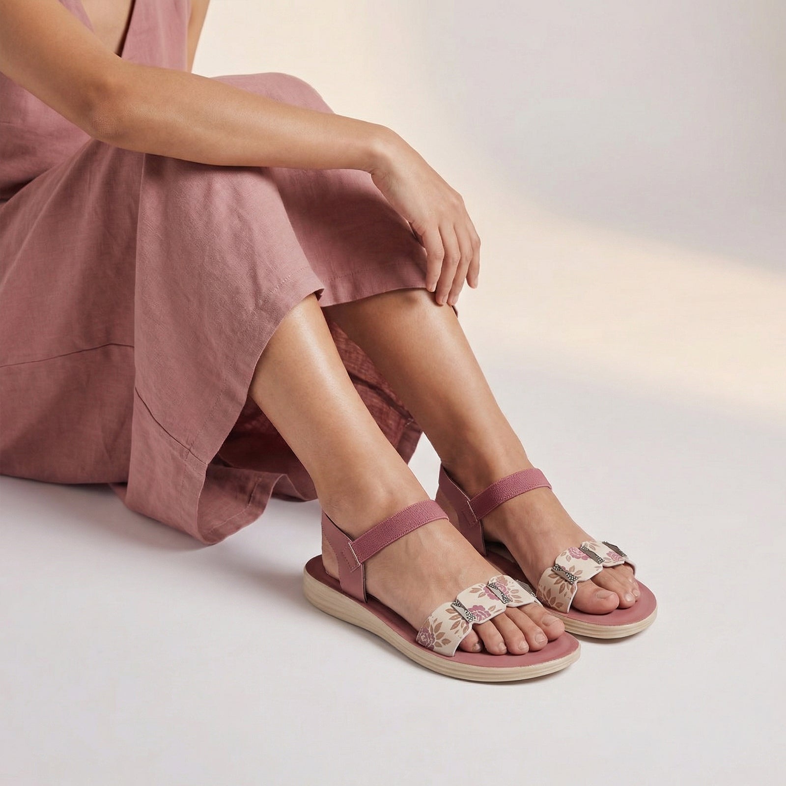 Women's Daily Wear Sandals - WLR77035 Dusty Rose