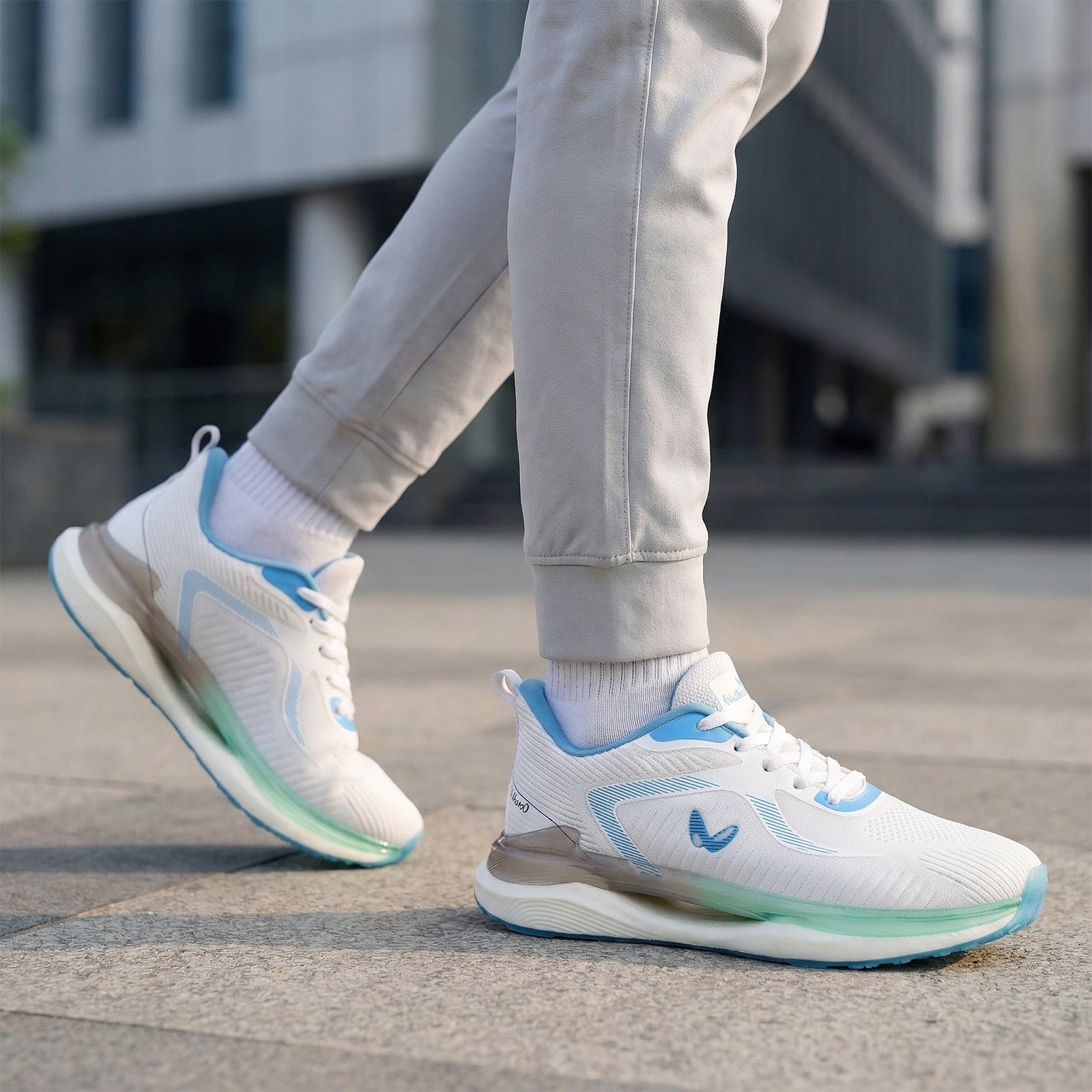 Men's Lace-up Sports Shoes - WS9122 White Turquoise