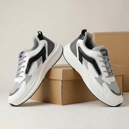 Men's Lace-up Walking Shoes - WS9129 White Black