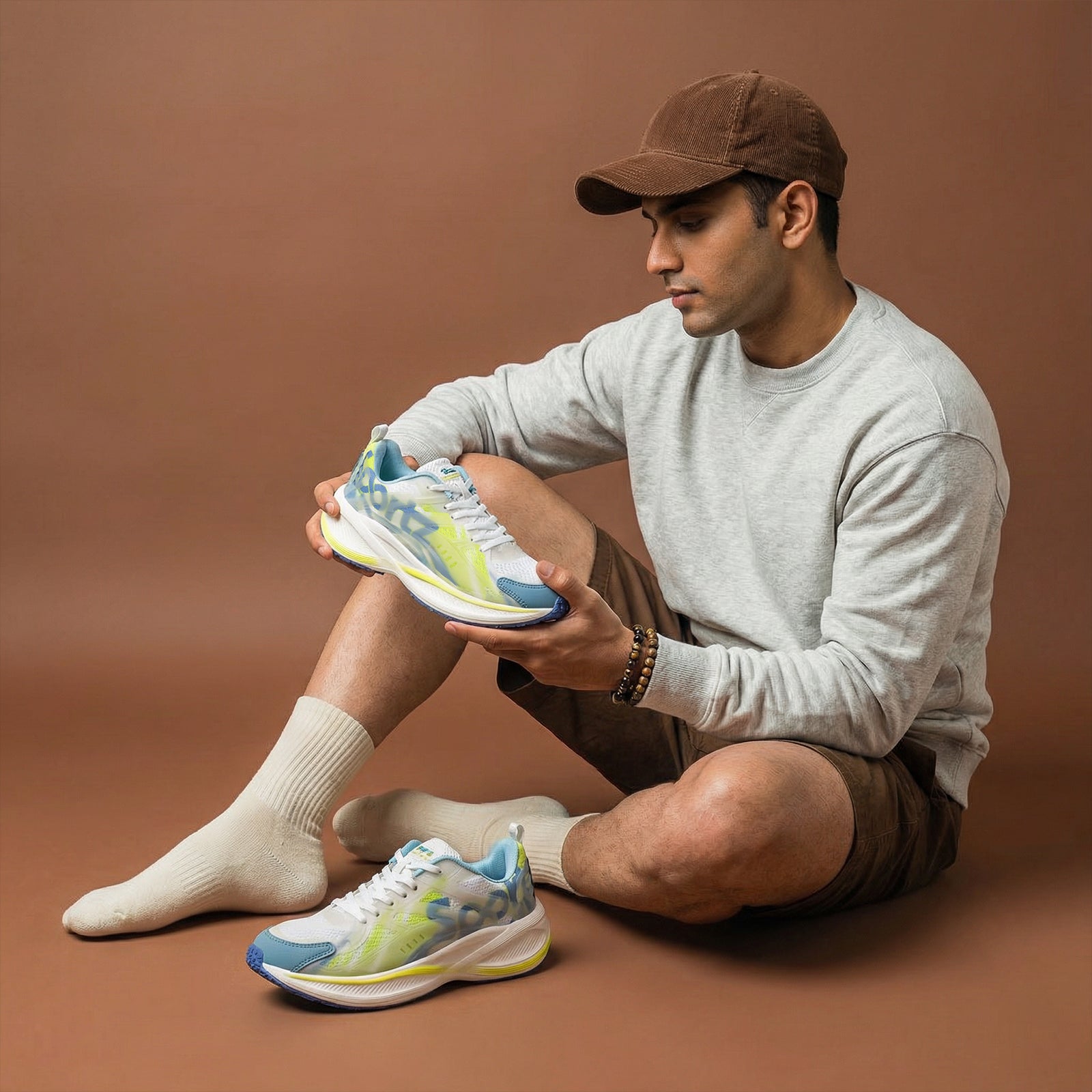 Men's Night Glow Sports Shoes - WS9134 White Green