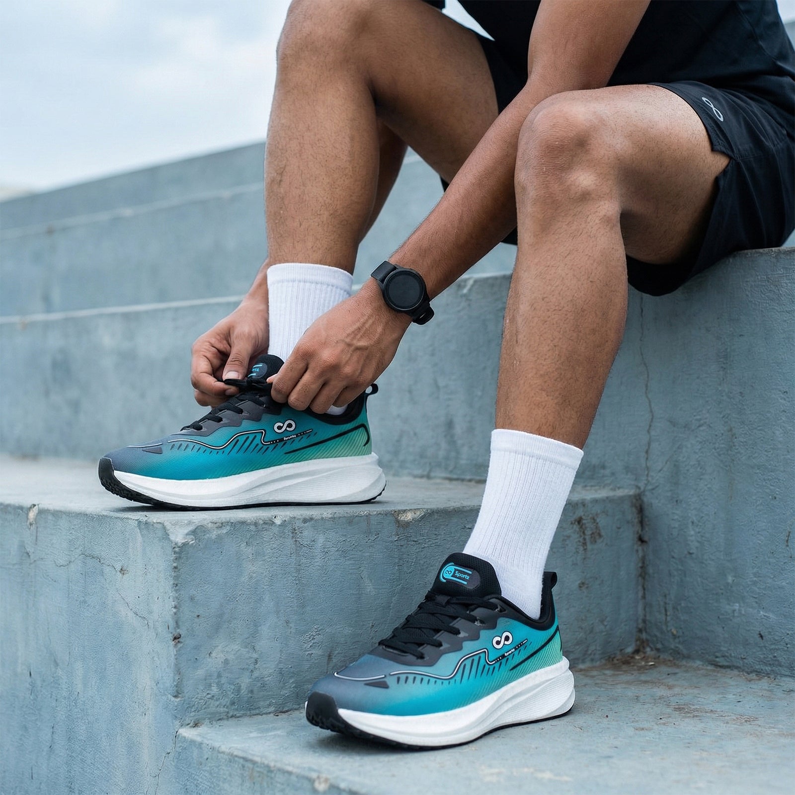 Men's Active Beads Sports Shoes - WS9163 Blue Green