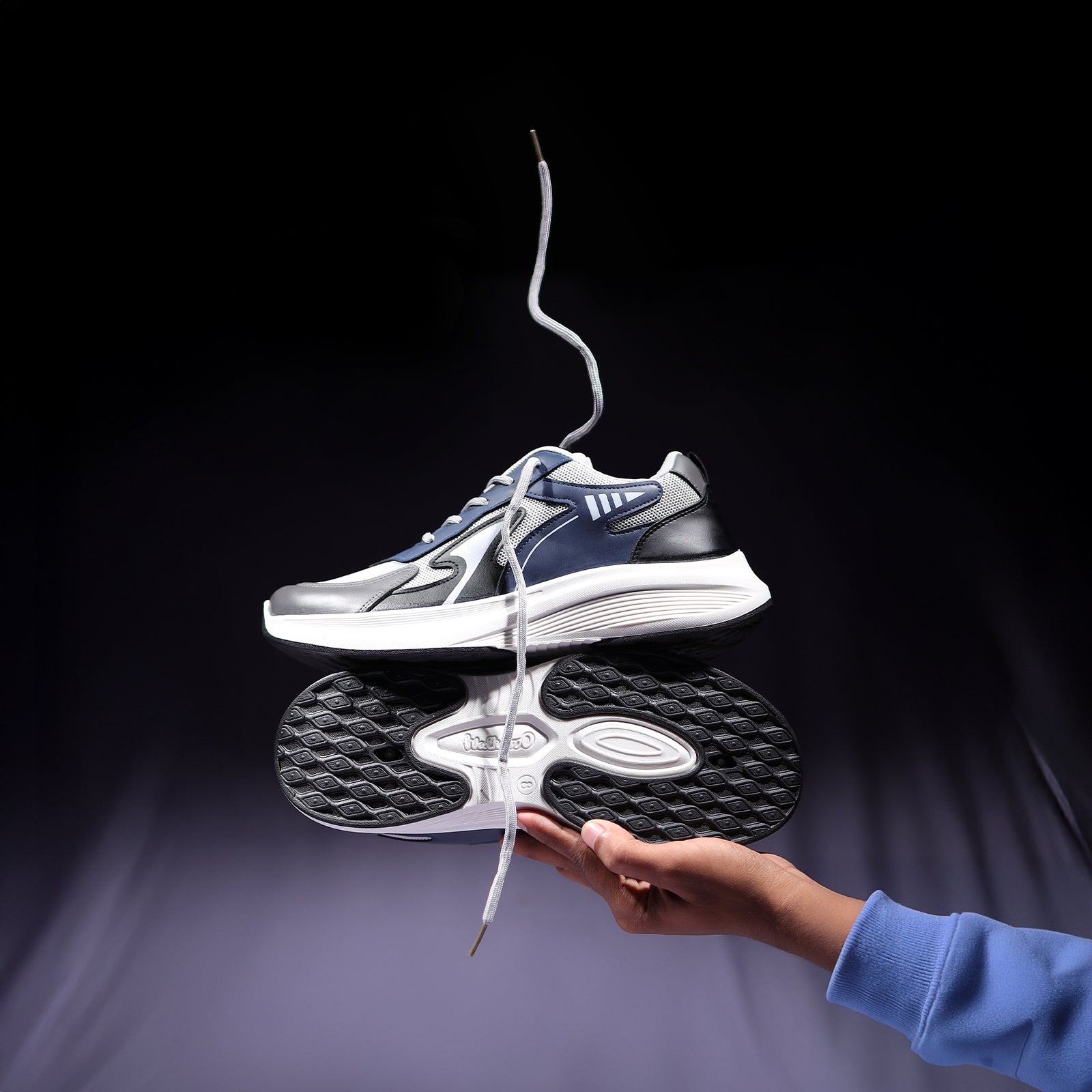 Men's Lace-up Casual Shoes - WS97538 Navy Blue Grey