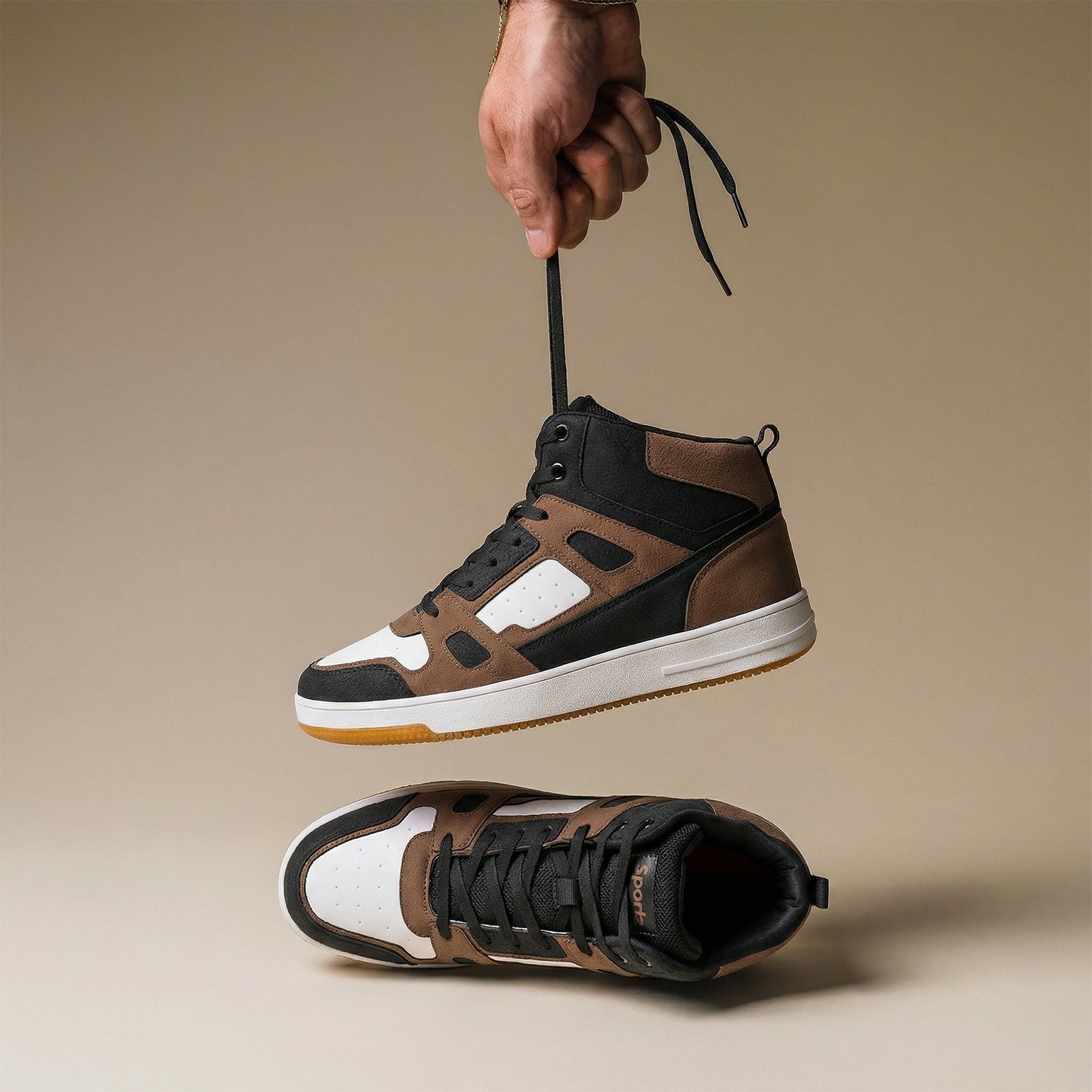 Men's High Top Sneakers - WY3466 Black Brown