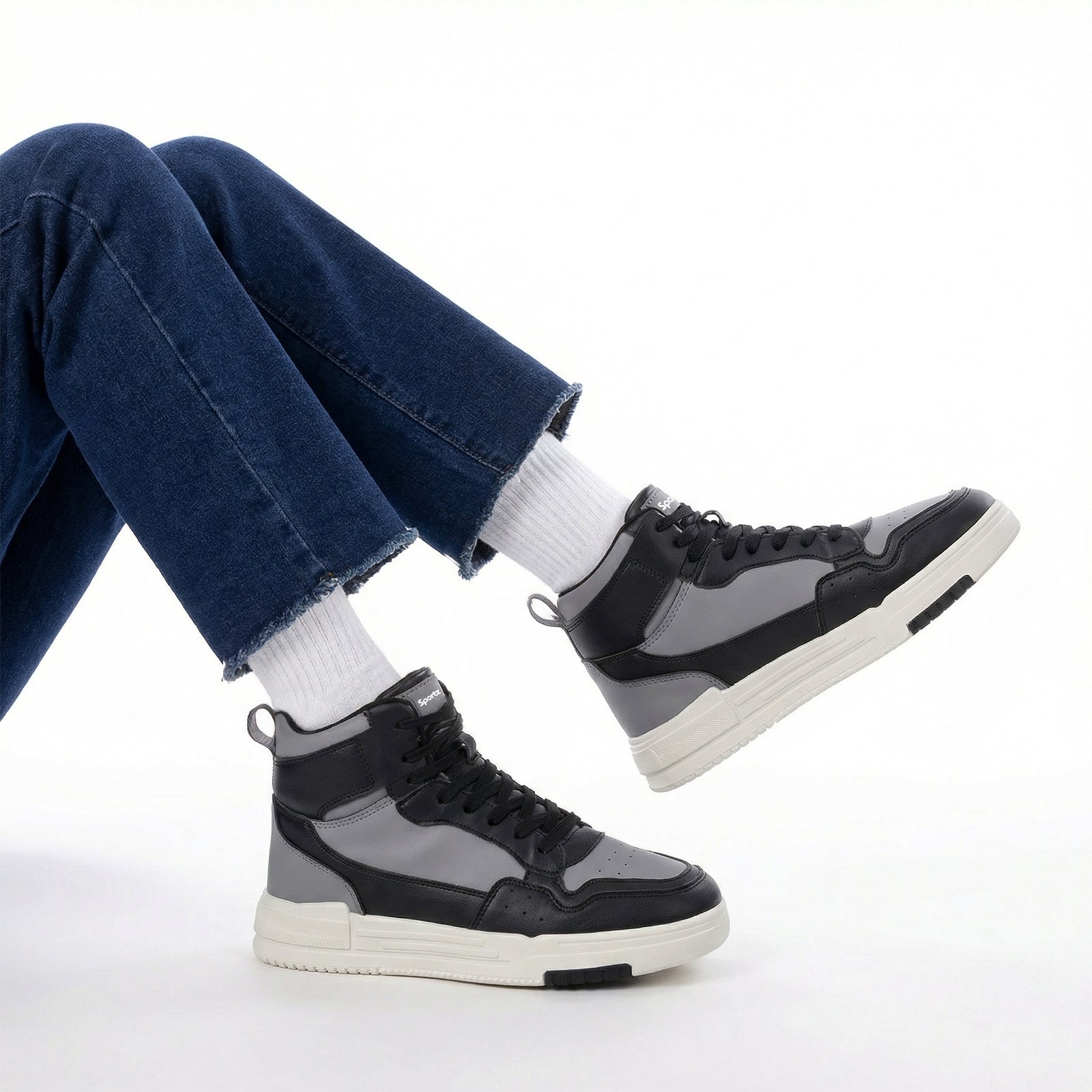 Men's High Top Sports Sneakers - WY3470 Black