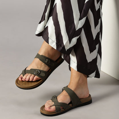 Women's Daily Wear Comfort Sandals - WE2501 OLIVE
