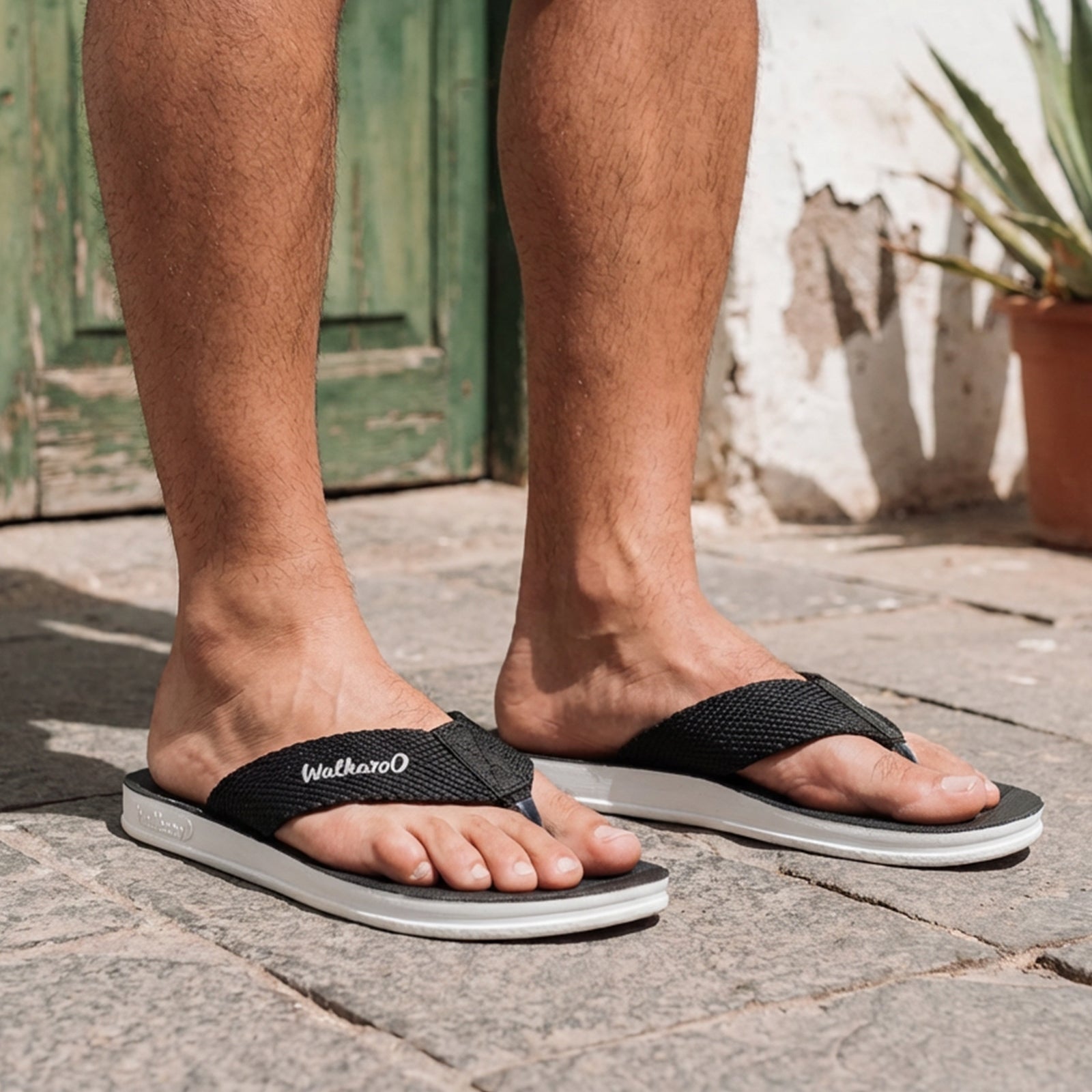 Walkaroo Men Solid Thong Sandals  - WG5002 Black