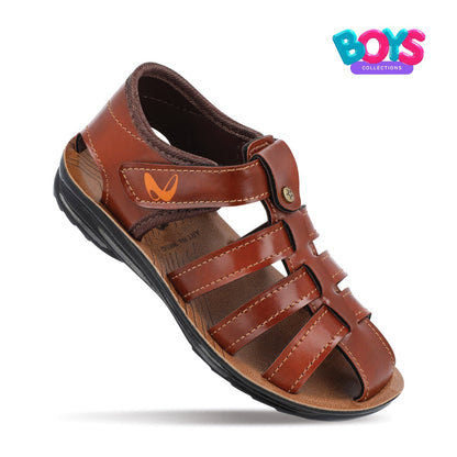 Walkaroo Kids Solid Fisherman Sandals - WK042 Brown - Walkaroo Footwear